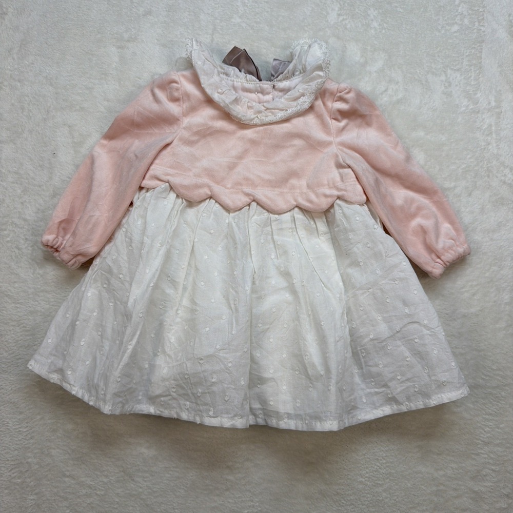 Shabby Chic Baby Girl Dress 3-6 Months Pink White Smocked Tulle Party‎ Holiday